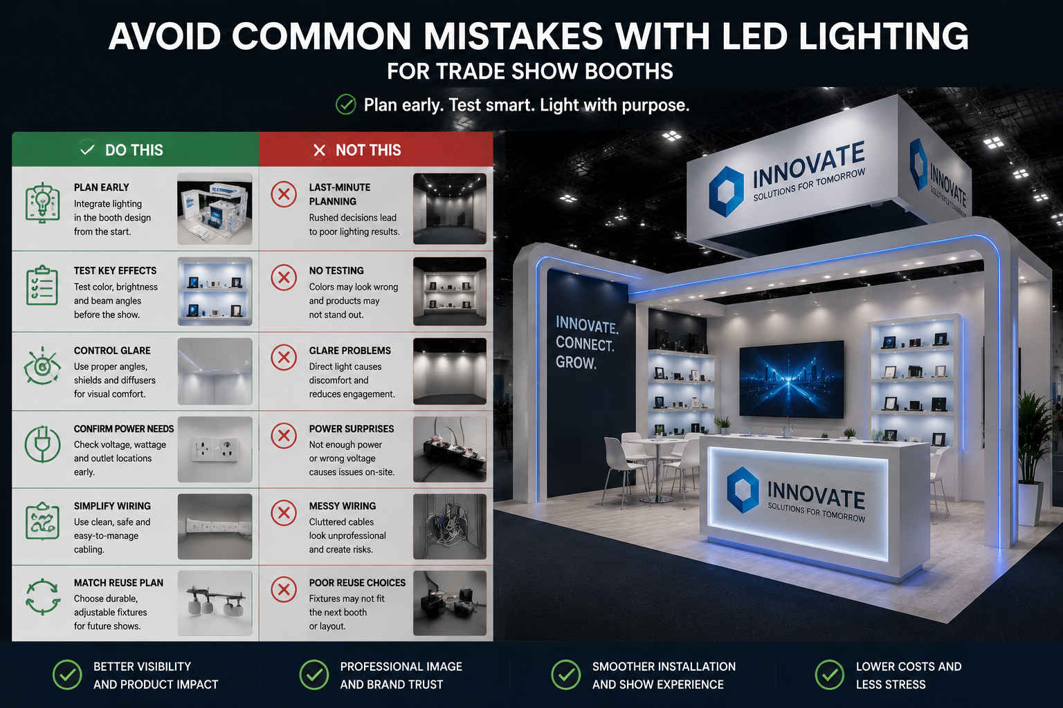 Avoiding mistakes with LED lighting for trade show booths during installation